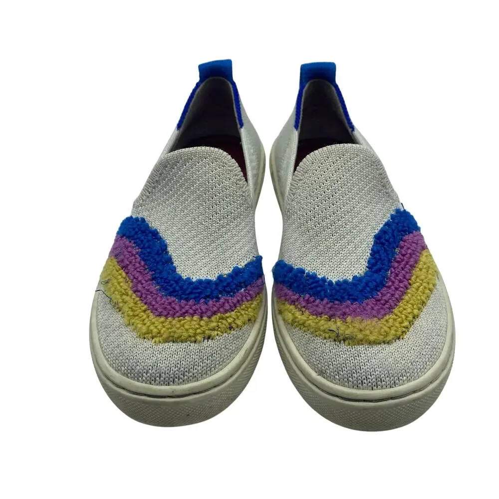 Rothy's Terry Swirl Rainbow Slip-On White Multicolor Sneakers Comfort Kids 11